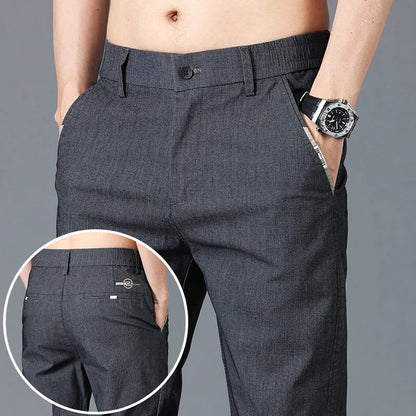 Spring Summer Casual , Soft, Cotton, Stretch, Straight Elastic Waist  Trousers