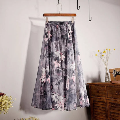 Vintage Bohemian Long Skirts Women Elegant