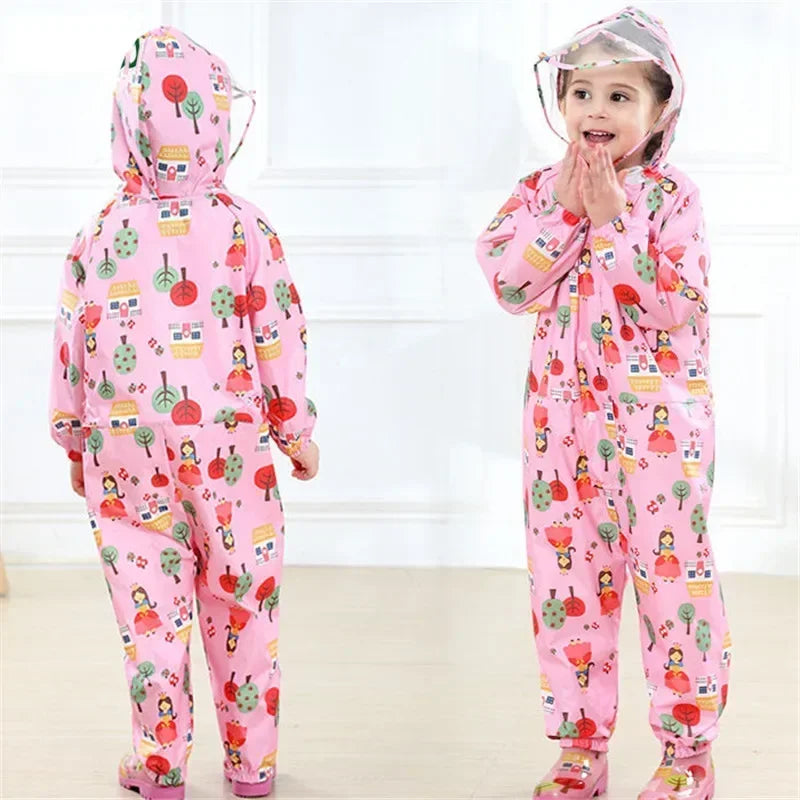 Children's Raincoats Printed Desing Waterproof Jumpsuit for Kids