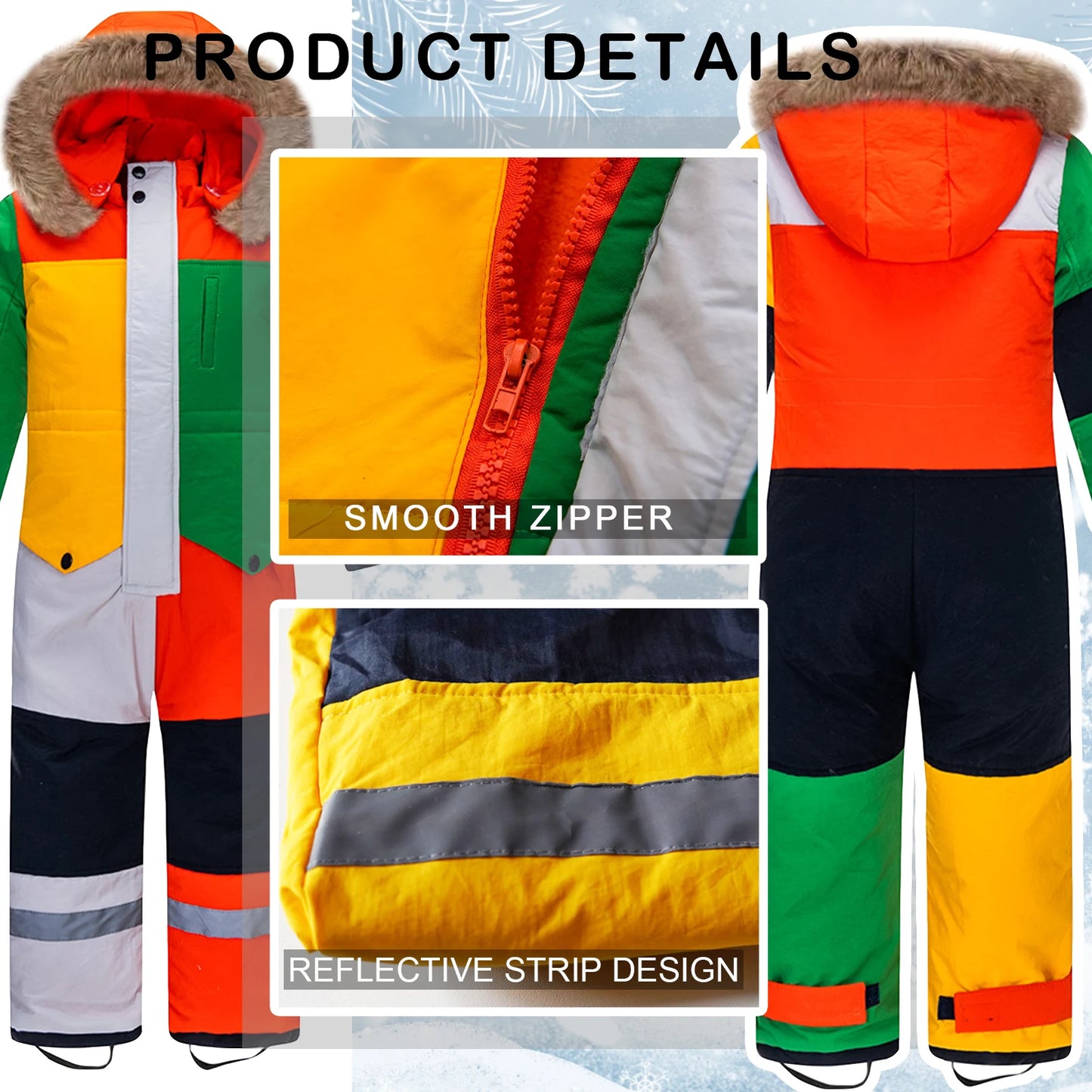 Children's Ski Suits One-Piece Snowboarding Fur Collar Hooded Thickening Windproof Warm Winter Skiing Clothes for Girls Boys