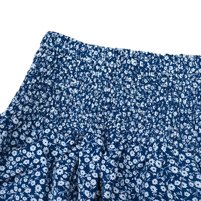 Summer Floral Pleated Skirt Womens