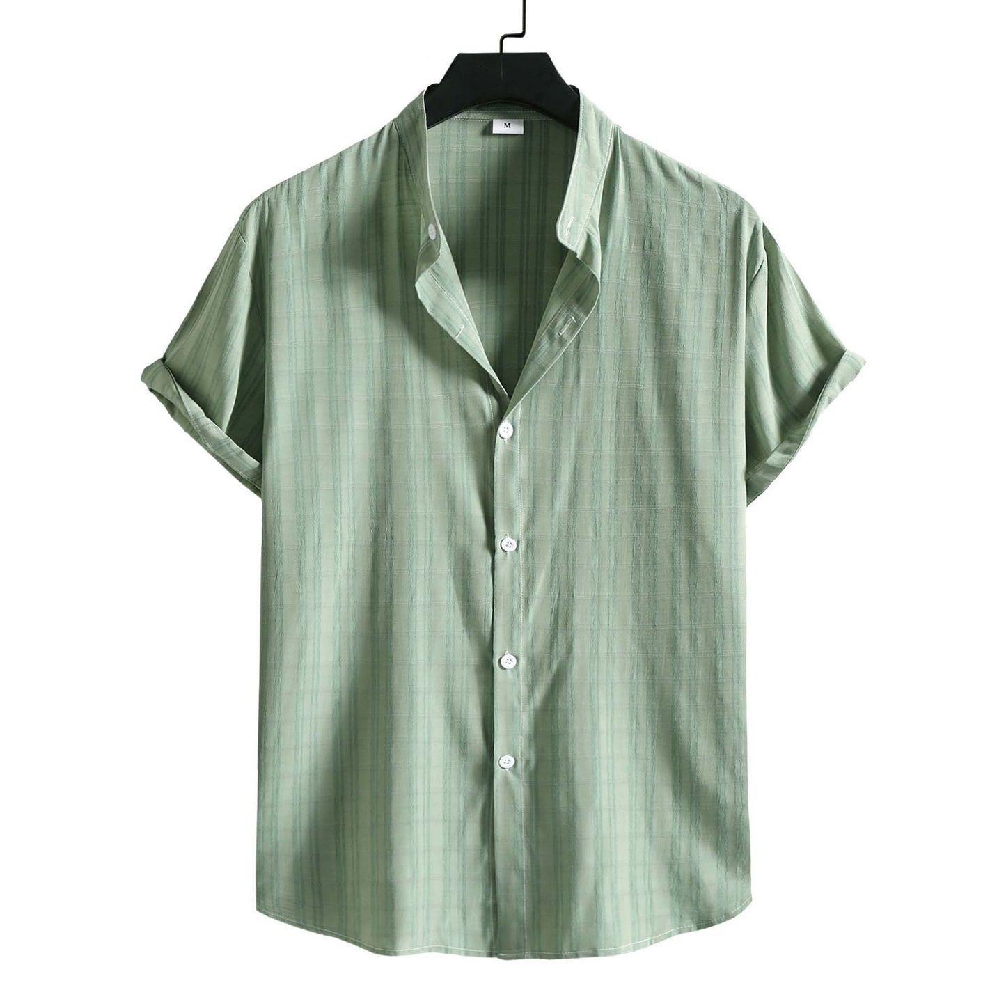 Trendy Stand Collar  Short Sleeve Shirt