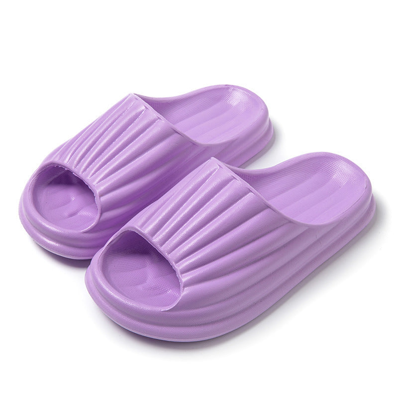 New Solid Striped Peep-toe  Floor Bathroom Slippers For Couple