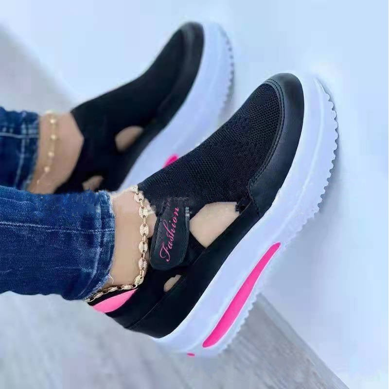 Women's Light Color Blocking Velcro Thick Bottom Casual Shoes