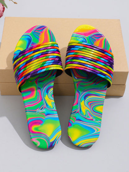 Spring Slippers Women's Rainbow Flat Sandals