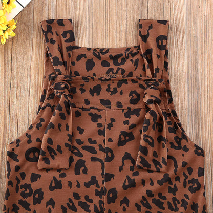 Sleeveless Casual Girls Leopard Dress